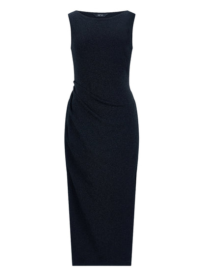 LONG PEARL DRAPE DRESS BLACK 롱 펄 드레이프 드레스 블랙