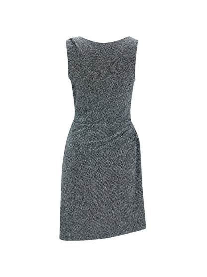 SHORT PEARL DRAPE DRESS SILVER 숏 드레이프 드레스 실버