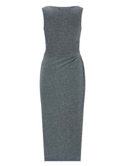 LONG PEARL DRAPE DRESS SILVER 롱 펄 드레이프 드레스 실버