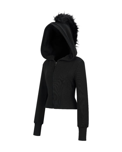 MOHAWK CROP ZIP UP HOODIE