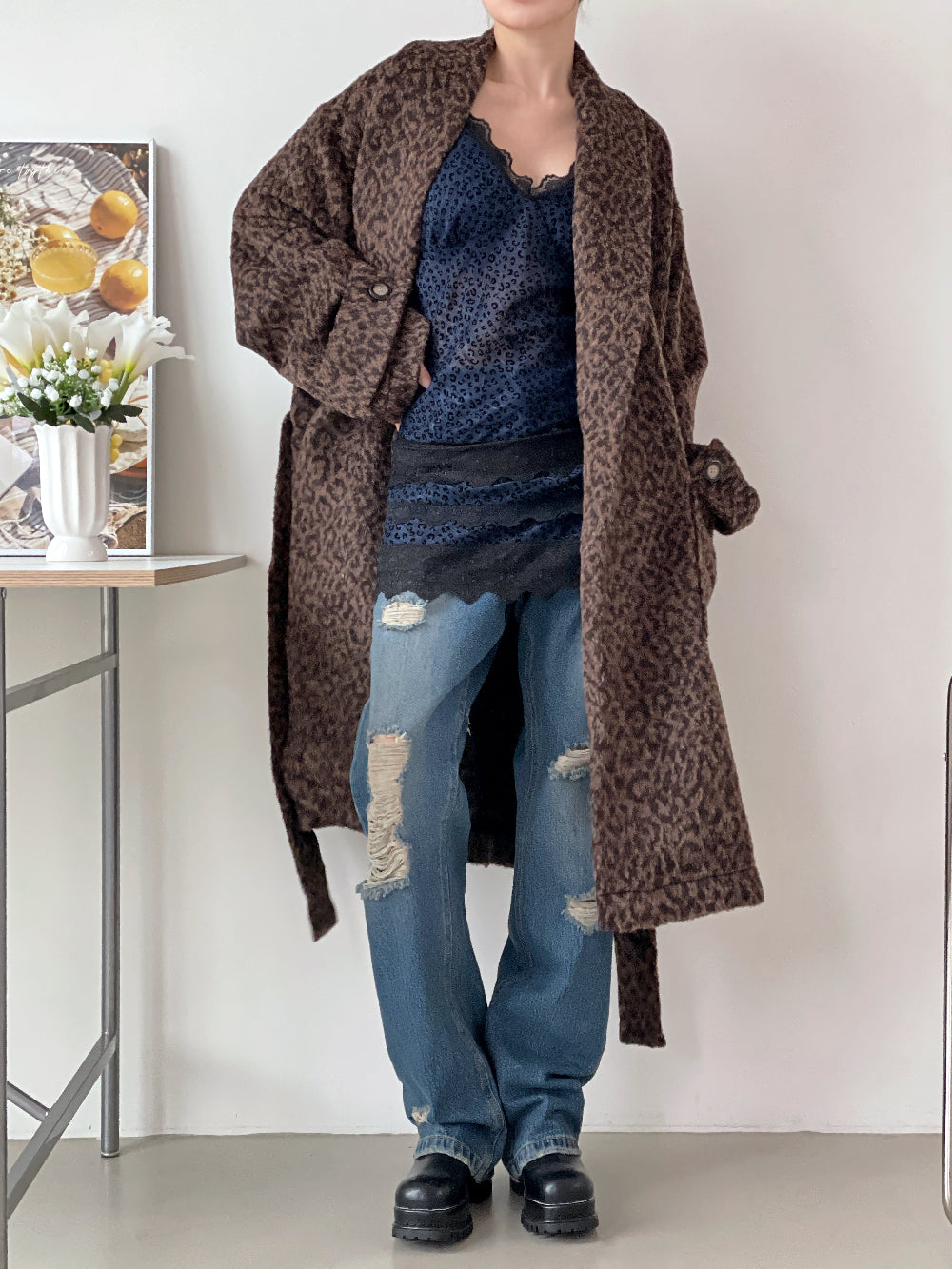 레오파드 로브 코트