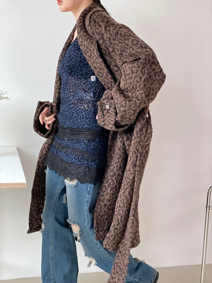 레오파드 로브 코트