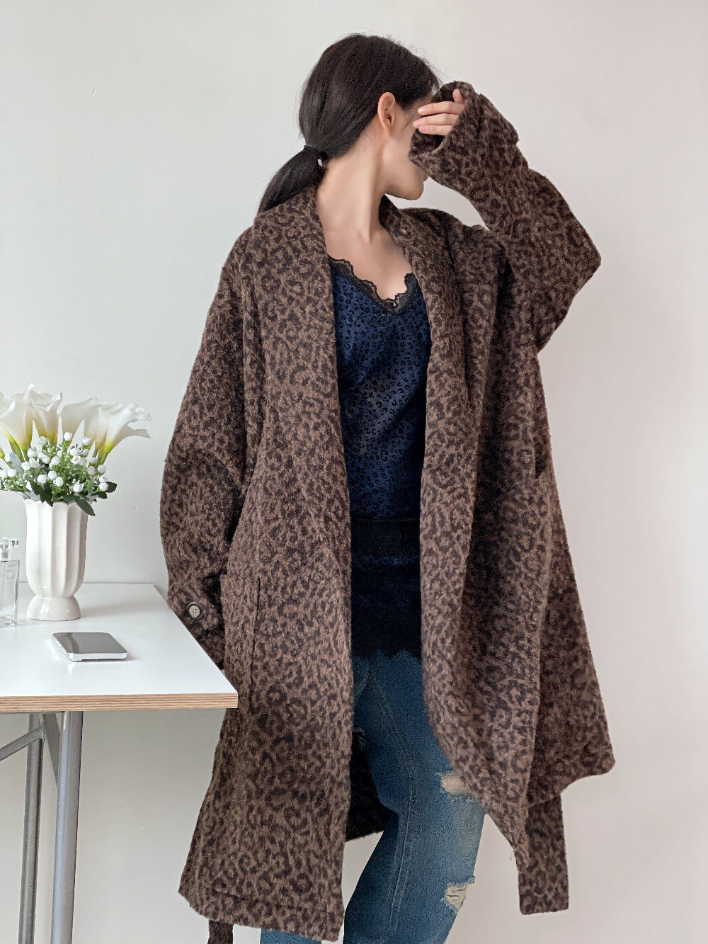 레오파드 로브 코트