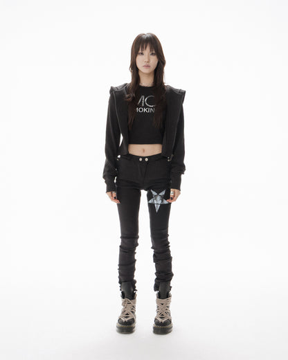 MOHAWK CROP ZIP UP HOODIE