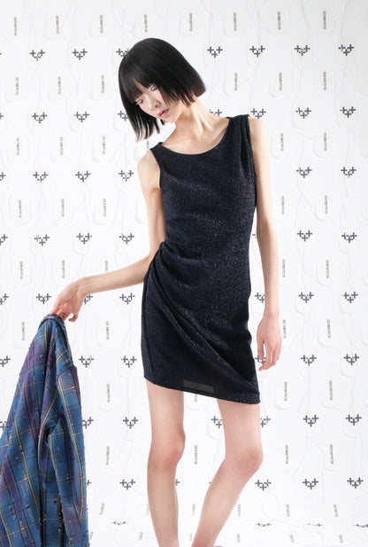 PEARL DRAPE DRESS MINI BLACK 펄 드레이프 드레스 미니 블랙