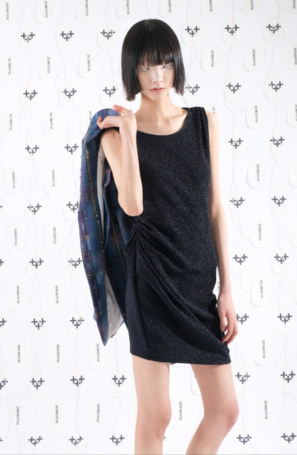 PEARL DRAPE DRESS MINI BLACK 펄 드레이프 드레스 미니 블랙