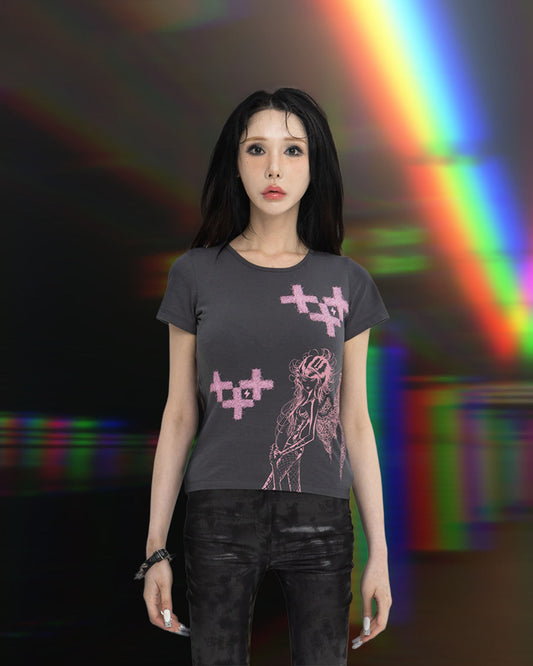 앤젤 느와르 슬림핏 티셔츠