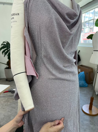 [LIMITED] V NECK PEARL DRAPE DRESS 브이넥 펄 드레이프 드레스