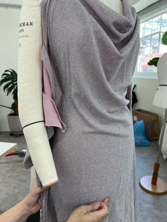 [LIMITED] V NECK PEARL DRAPE DRESS 브이넥 펄 드레이프 드레스