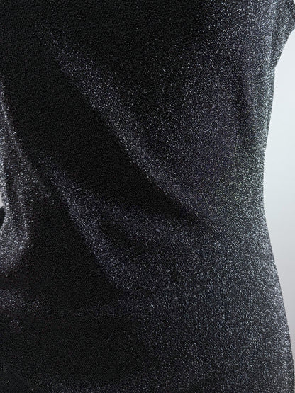 LONG PEARL DRAPE DRESS BLACK 롱 펄 드레이프 드레스 블랙