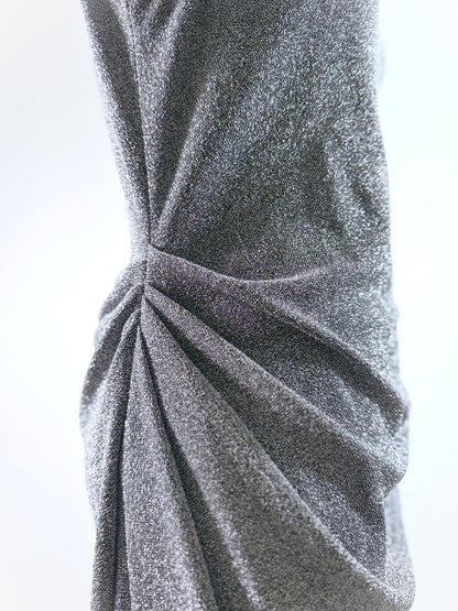 SHORT PEARL DRAPE DRESS SILVER 숏 드레이프 드레스 실버