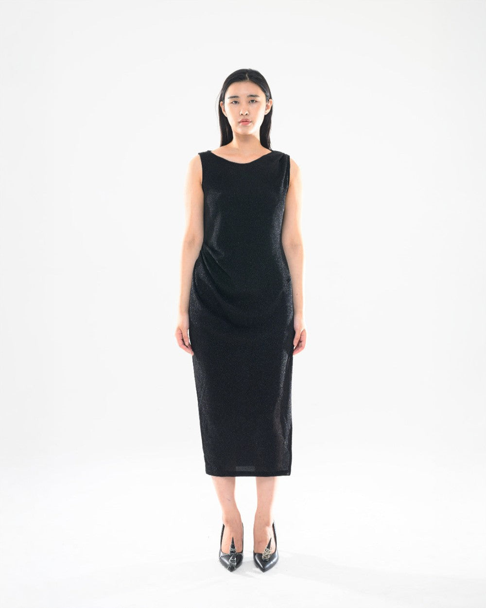 펄 드레이프 드레스 블랙