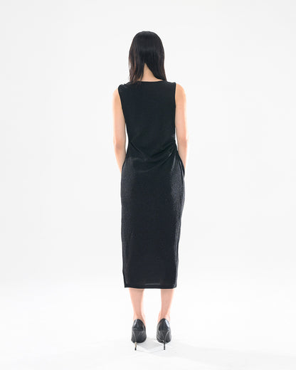 펄 드레이프 드레스 블랙