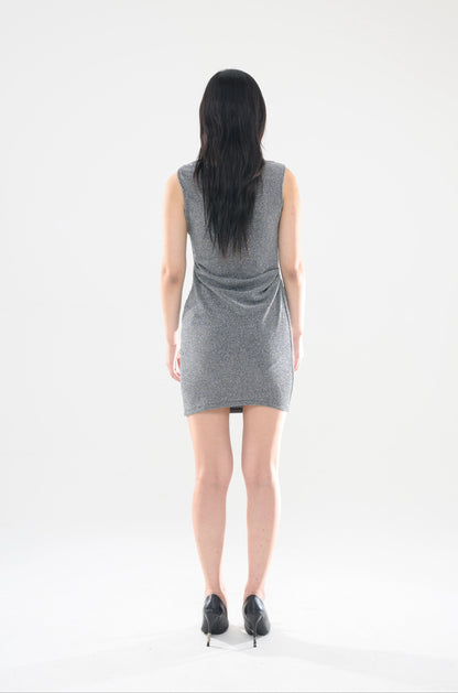 SHORT PEARL DRAPE DRESS SILVER 숏 드레이프 드레스 실버