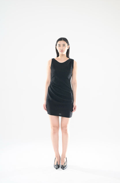 PEARL DRAPE DRESS MINI BLACK 펄 드레이프 드레스 미니 블랙