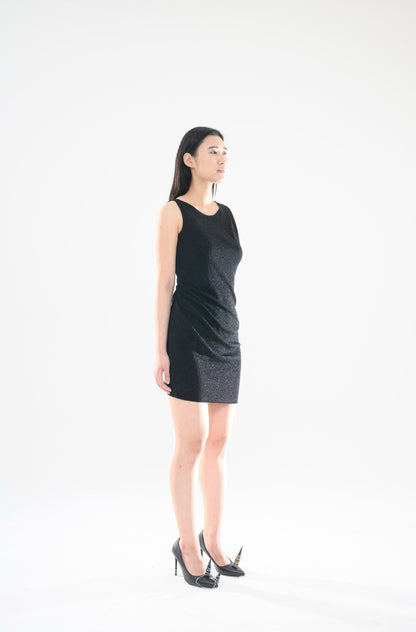 PEARL DRAPE DRESS MINI BLACK 펄 드레이프 드레스 미니 블랙