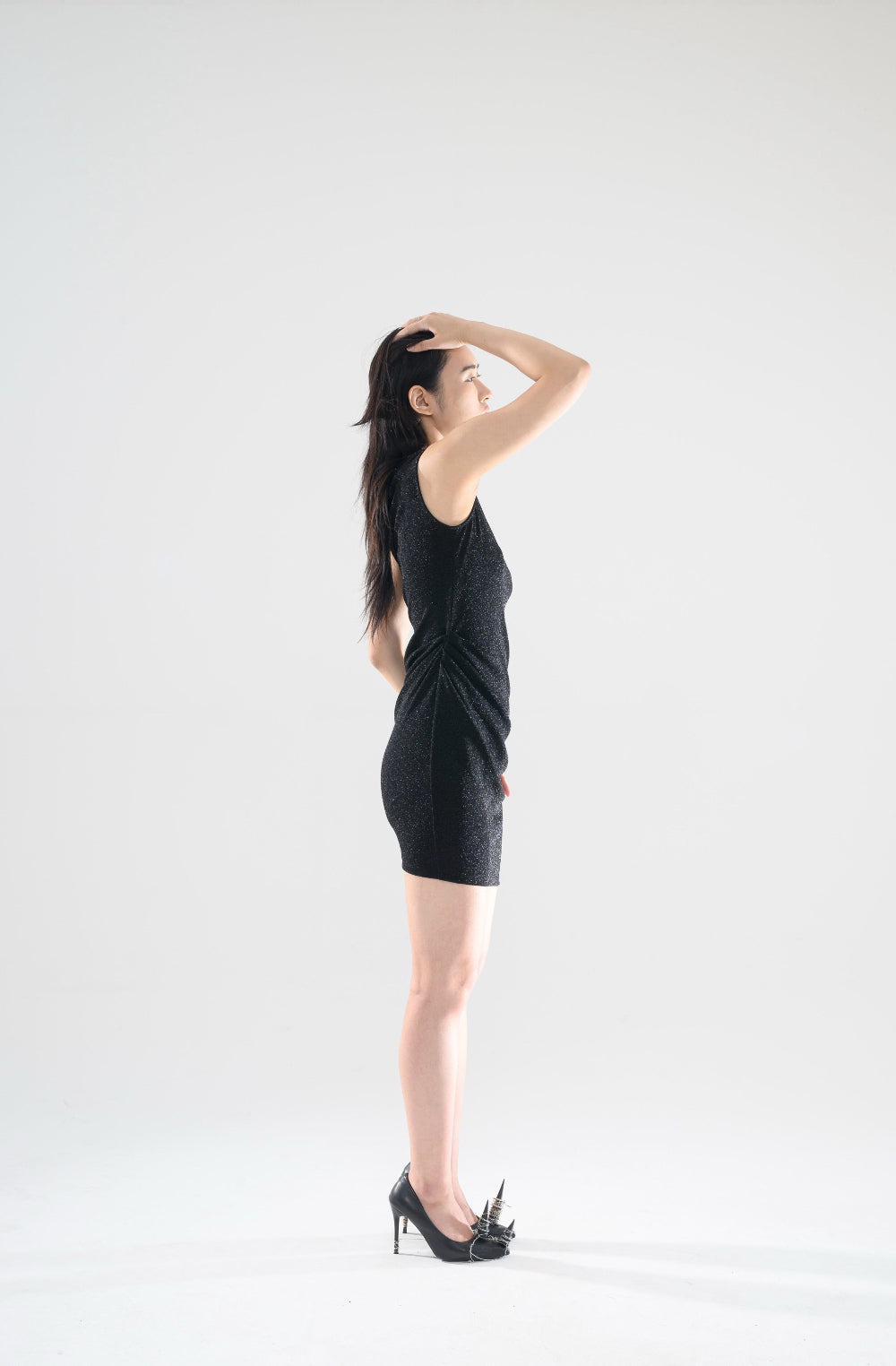 PEARL DRAPE DRESS MINI BLACK 펄 드레이프 드레스 미니 블랙