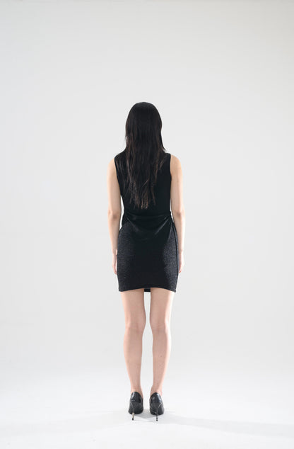 PEARL DRAPE DRESS MINI BLACK 펄 드레이프 드레스 미니 블랙