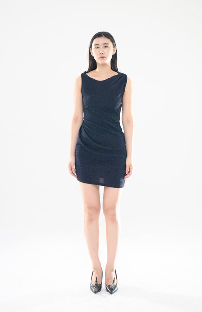 SHORT DRAPE DRESS NAVY 숏 드레이프 드레스 네이비