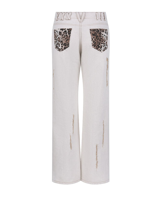 레오파드 부츠컷 팬츠