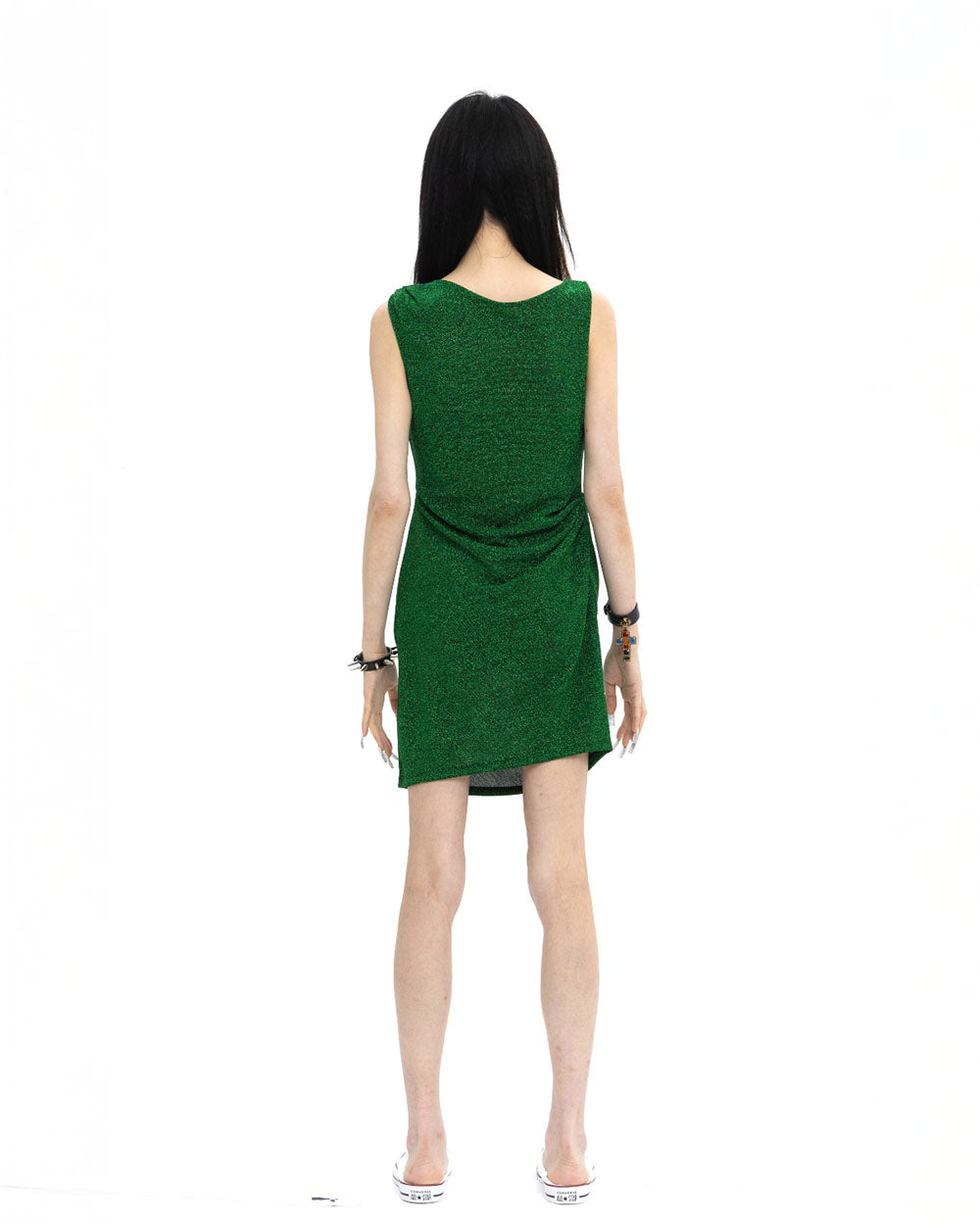 [LIMITED] PEARL DRAPE DRESS GREEN MINI 숏 펄 드레이프 드레스 미니 그린