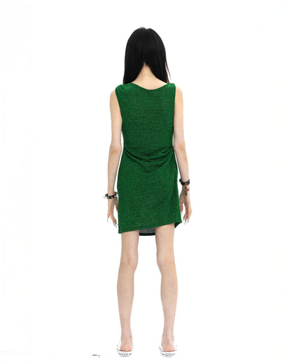 [LIMITED] PEARL DRAPE DRESS GREEN MINI 숏 펄 드레이프 드레스 미니 그린