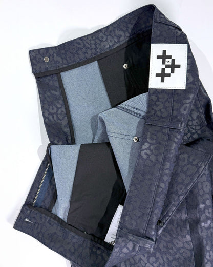 레오파드 프린트 슬림 스트레이트 팬츠