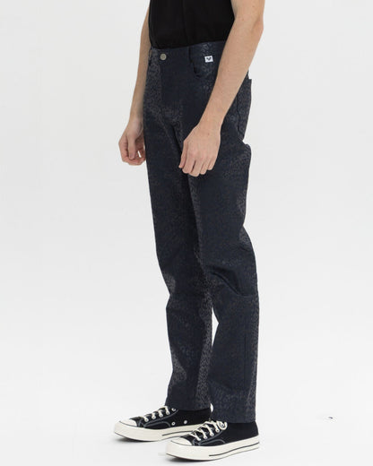 레오파드 프린트 슬림 스트레이트 팬츠