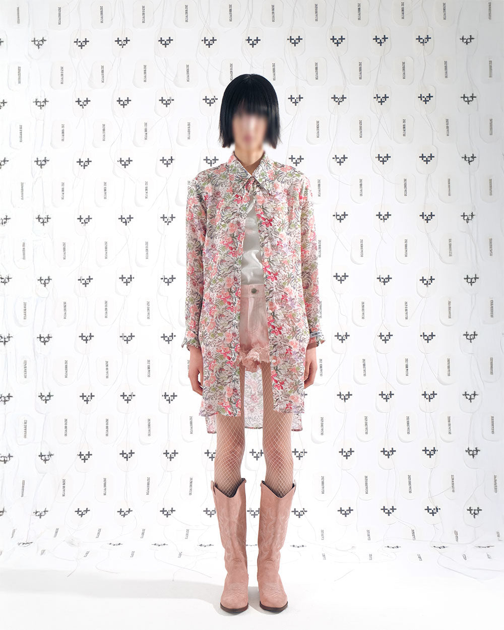 플라워 롱 쉬폰 셔츠