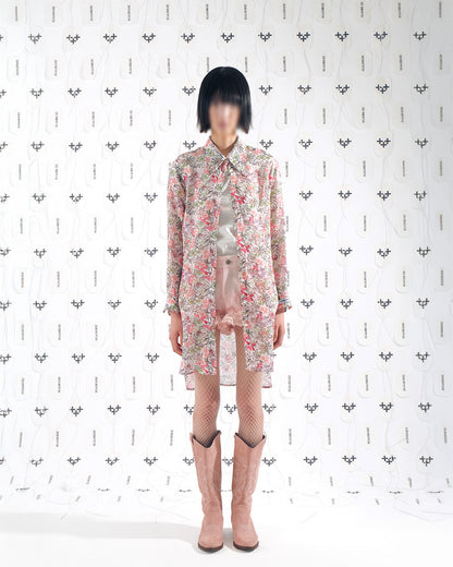 플라워 롱 쉬폰 셔츠