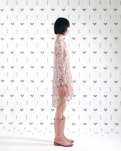 플라워 롱 쉬폰 셔츠