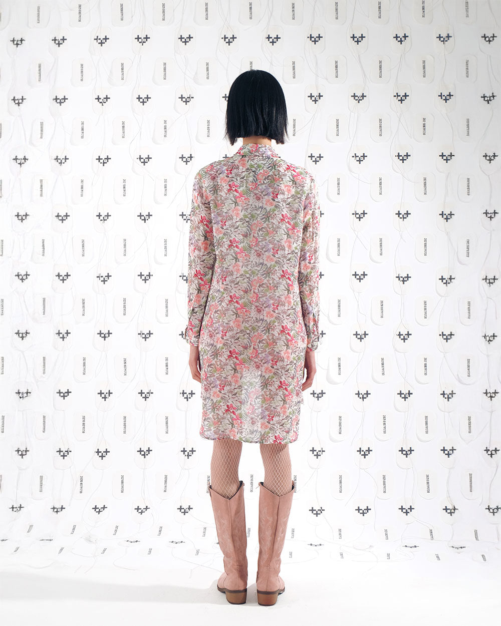 플라워 롱 쉬폰 셔츠