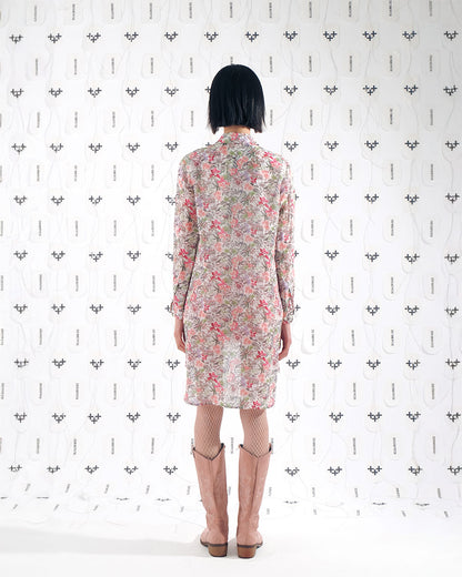 플라워 롱 쉬폰 셔츠