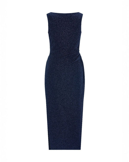 펄 드레이프 드레스 네이비