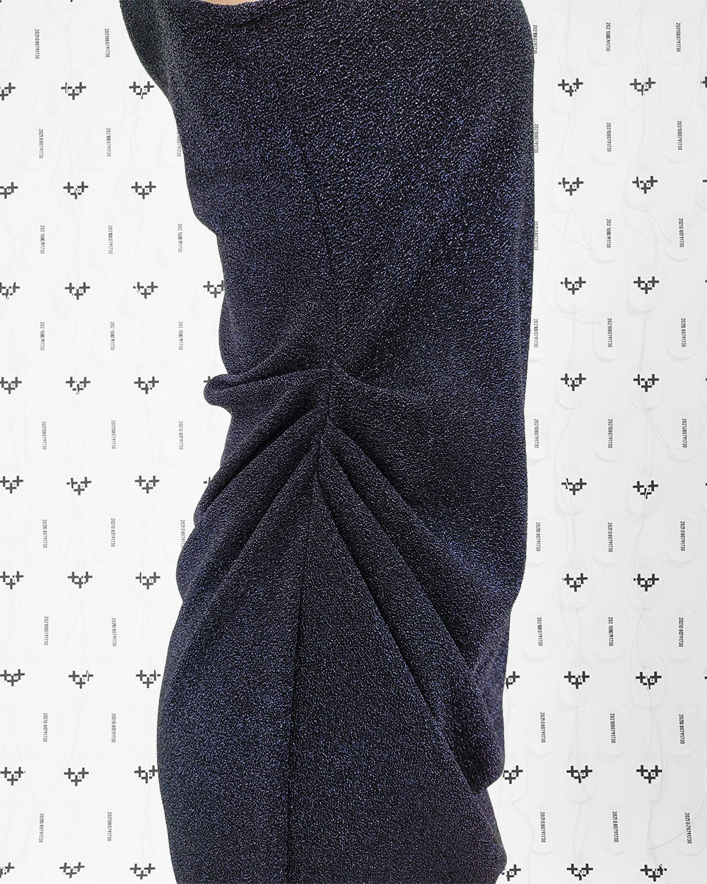 펄 드레이프 드레스 네이비