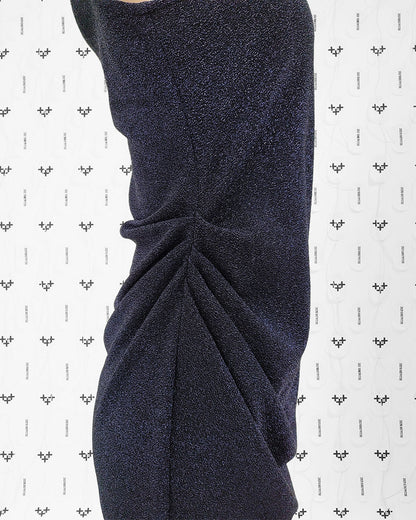 펄 드레이프 드레스 네이비