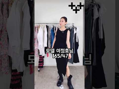 펄 드레이프 드레스 블랙