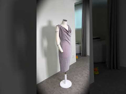 [LIMITED] V NECK PEARL DRAPE DRESS 브이넥 펄 드레이프 드레스