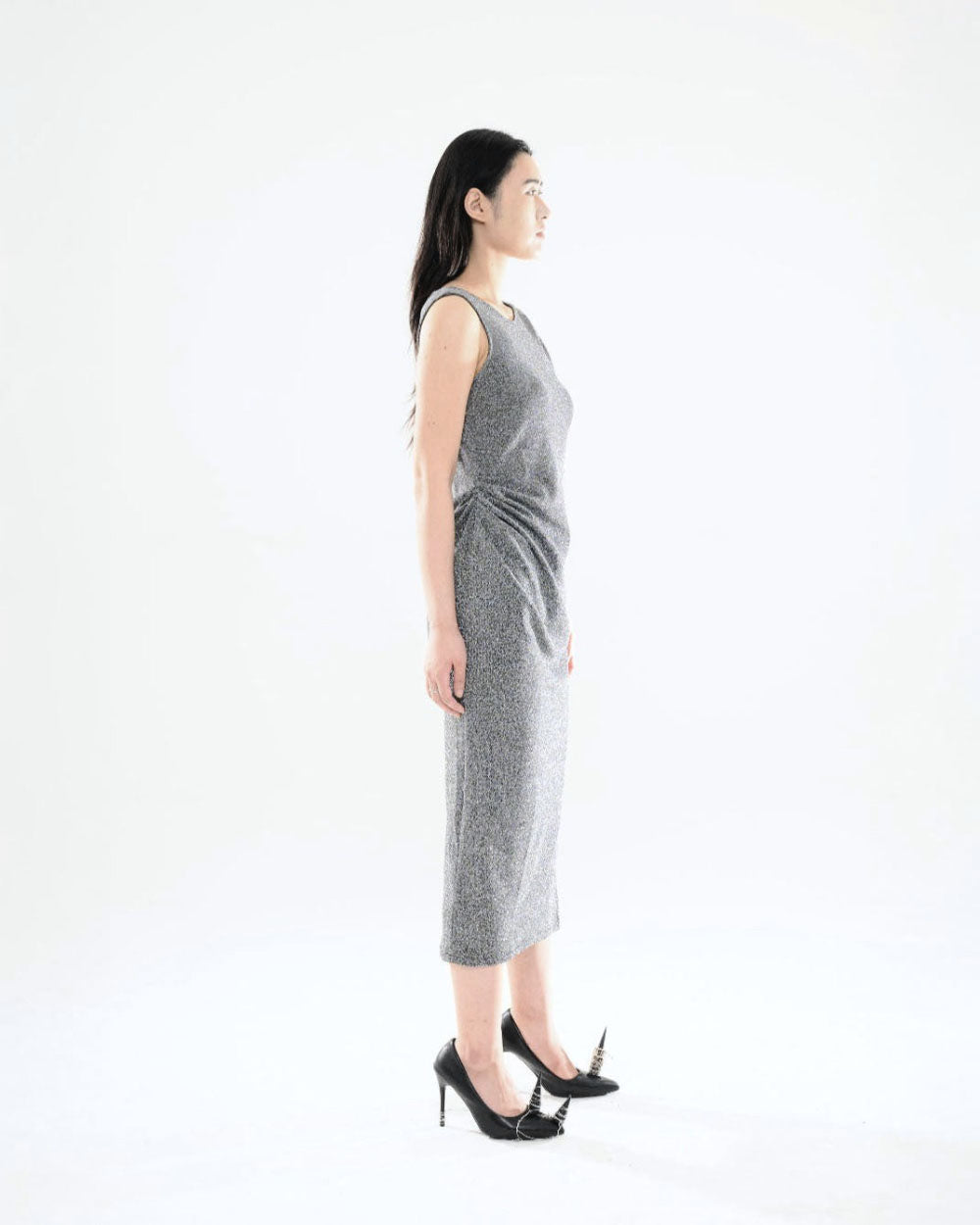 펄 드레이프 드레스 실버