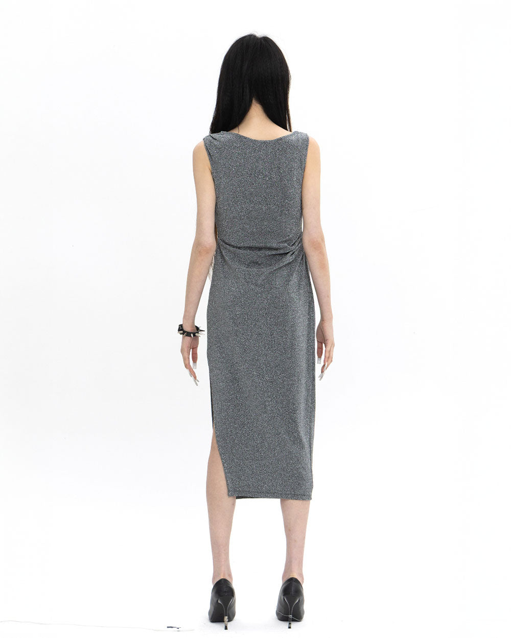 펄 드레이프 드레스 실버