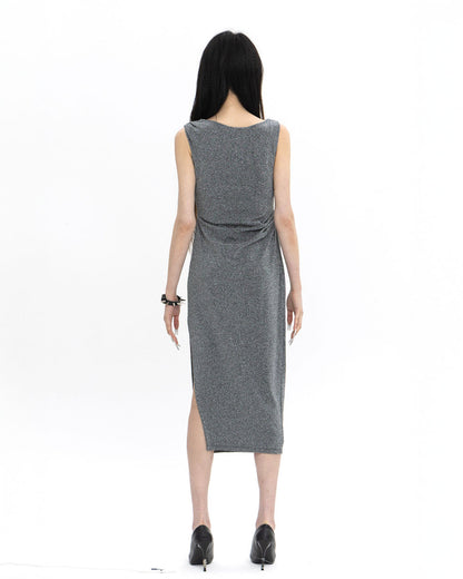 펄 드레이프 드레스 실버