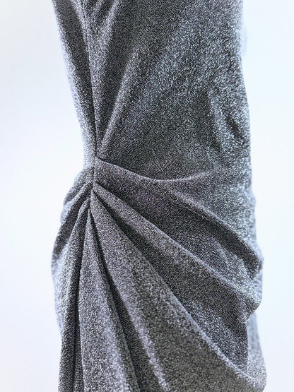 펄 드레이프 드레스 미니 실버