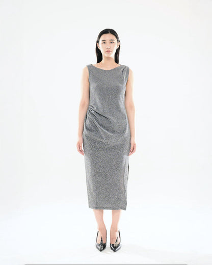 펄 드레이프 드레스 실버
