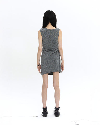 펄 드레이프 드레스 미니 실버