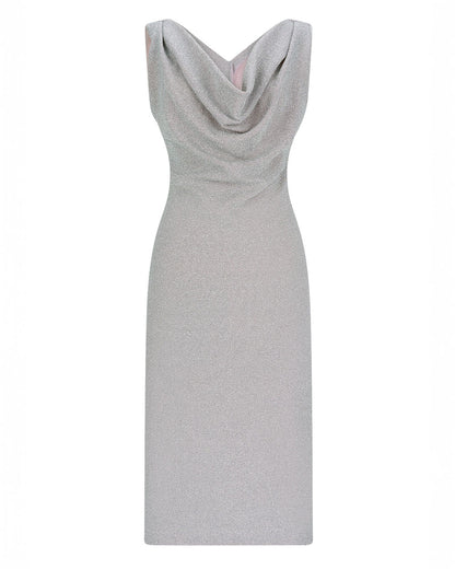 [LIMITED] V NECK PEARL DRAPE DRESS 브이넥 펄 드레이프 드레스