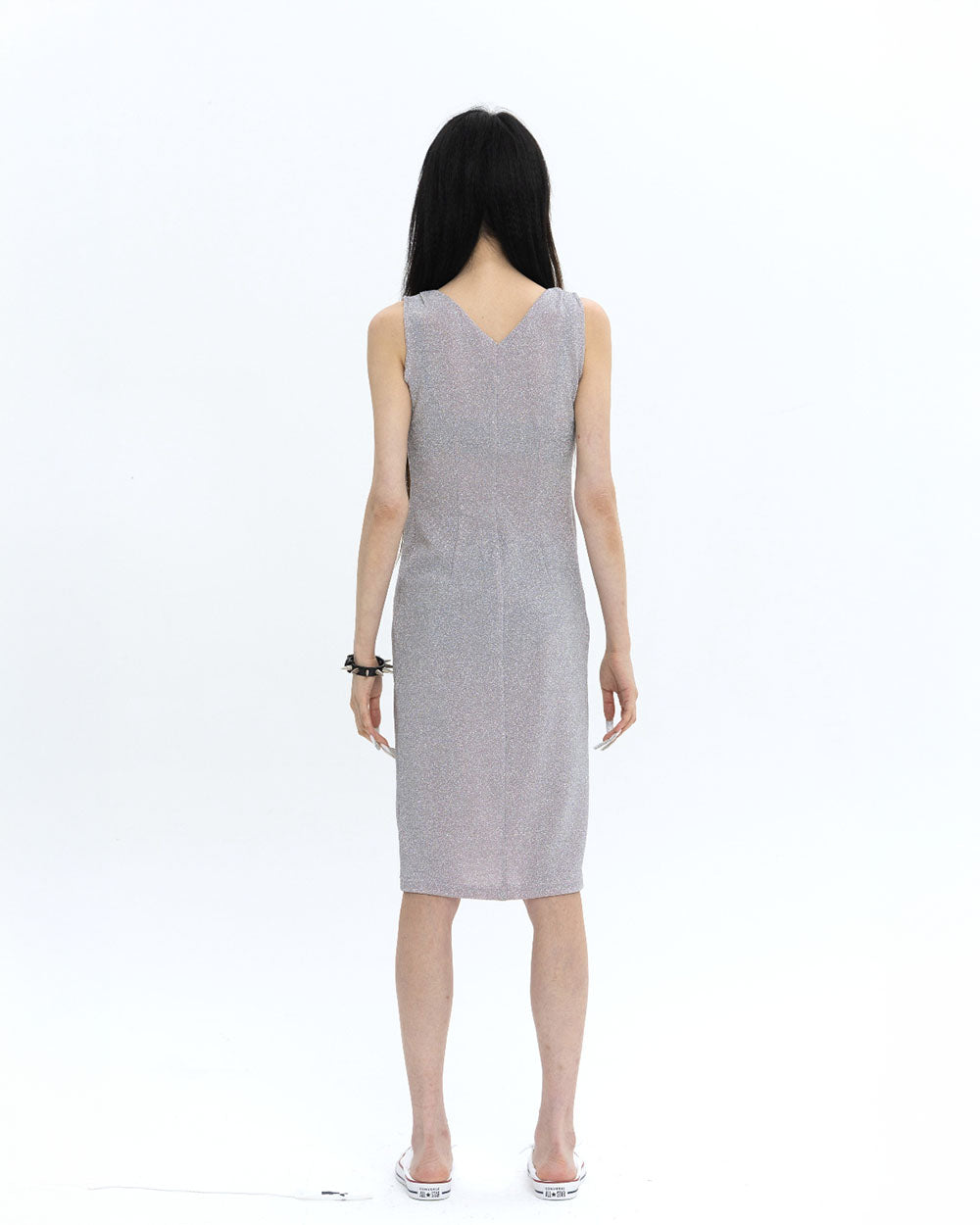 [LIMITED] V NECK PEARL DRAPE DRESS 브이넥 펄 드레이프 드레스