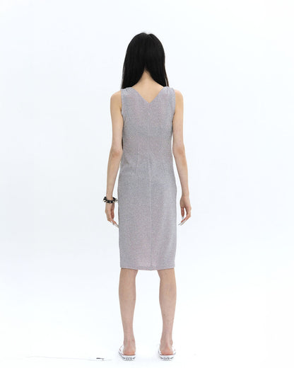 [LIMITED] V NECK PEARL DRAPE DRESS 브이넥 펄 드레이프 드레스