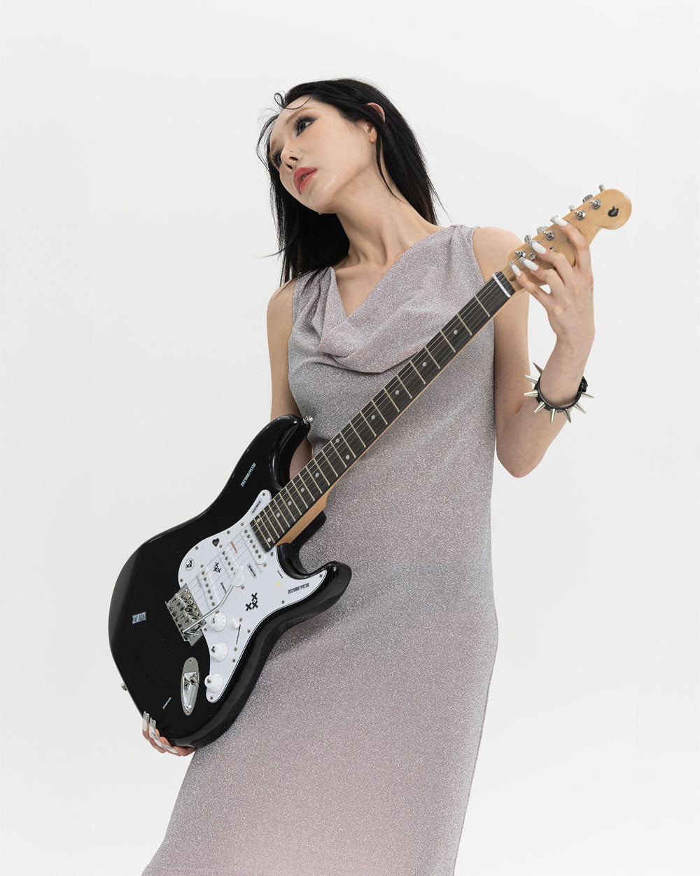 [LIMITED] V NECK PEARL DRAPE DRESS 브이넥 펄 드레이프 드레스